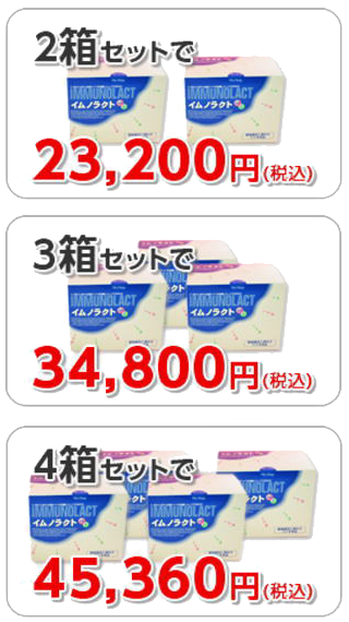 免疫ミルク イムノラクト 顆粒タイプ。 1箱(10.5g×30袋)約1ヶ月分 12,200円(税込)。まとめ買いでさらにお得! 2箱セットで23,200円(税込)、3箱セットで34,800円(税込)、4箱セットで45,360円(税込)-健美堂(けんびどう)おれんじ薬局-